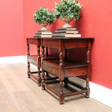 Load image into Gallery viewer, x SOLD Vintage French Oak Two-Drawer, Two-tier Lamp, side tables or Bedside Cabinets. B11717