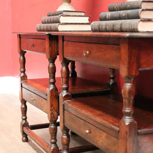 Load image into Gallery viewer, x SOLD Vintage French Oak Two-Drawer, Two-tier Lamp, side tables or Bedside Cabinets. B11717
