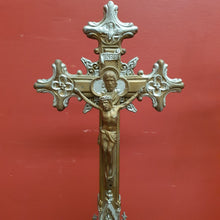 Load image into Gallery viewer, x SOLD Antique Brass Crucifix, Cross, Jesus on the Cross, Home Worship or Devotion. B11590