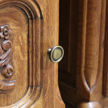 Load image into Gallery viewer, x Sold Pair of Vintage French Oak Bedside Cabinets, or Lamp Side Tables. B11512