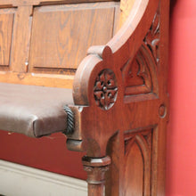 Load image into Gallery viewer, x SOLD Antique French Church Pew, Antique Oak Church or Gothic Hall Seat, Verandah Chair B11540