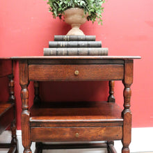 Load image into Gallery viewer, x SOLD Vintage French Oak Two-Drawer, Two-tier Lamp, side tables or Bedside Cabinets. B11717