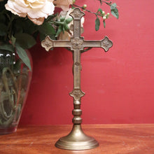 Load image into Gallery viewer, x SOLD Antique Crucifix, French Brass Free-standing Corpus on the Cross, Home Devotion. B11594
