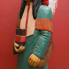 Load image into Gallery viewer, x SOLD American Cigar Store Indian Chief hand-carved hand-painted solid wood advertising statue.