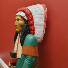 Load image into Gallery viewer, x SOLD American Cigar Store Indian Chief hand-carved hand-painted solid wood advertising statue.