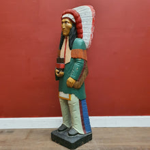 Load image into Gallery viewer, x SOLD American Cigar Store Indian Chief hand-carved hand-painted solid wood advertising statue.