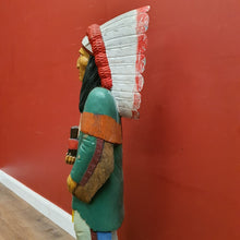 Load image into Gallery viewer, x SOLD American Cigar Store Indian Chief hand-carved hand-painted solid wood advertising statue.