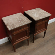 Load image into Gallery viewer, x SOLD Antique French Bedside Tables, Marble Top Lamp Tables or Side Tables or Cupboard. B11495