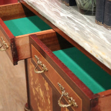 Load image into Gallery viewer, x SOLD French Walnut and Marble Hall Cabinet or Side Cupboard with Marble Top and Felt Lined. B11869