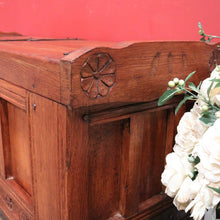 Load image into Gallery viewer, x SOLD Antique French Oak Trunk, Coffee Table, Toy Chest, Hand-forged banding, Lock and Key. B11430