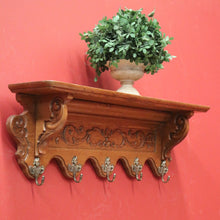 Load image into Gallery viewer, x SOLD Antique French Oak Five (5) Hook Coat Rack, Scarf and Hat Wall Rack. B11395