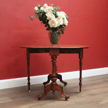 Load image into Gallery viewer, Antique English Burr Walnut Drop Leaf Table, Wine, Side, Sutherland Table. B11810
