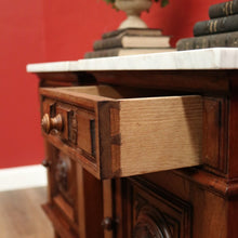Load image into Gallery viewer, x SOLD Pair of Antique French Walnut and White Marble Bedside Cabinets or Lamp Tables. B 11526