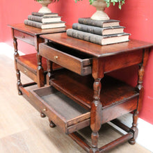Load image into Gallery viewer, x SOLD Vintage French Oak Two-Drawer, Two-tier Lamp, side tables or Bedside Cabinets. B11717