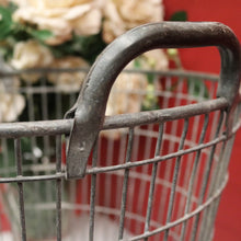 Load image into Gallery viewer, x SOLD Antique Belgian Galvanised Steel Basket, Wood Log Basket, Pillow Basket, Industrial Double-handle Basket B11357