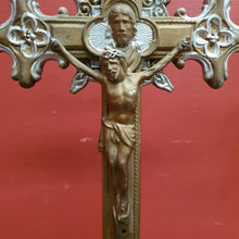 Load image into Gallery viewer, x SOLD Antique Brass Crucifix, Cross, Jesus on the Cross, Home Worship or Devotion. B11590