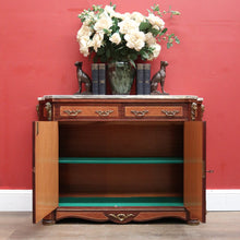 Load image into Gallery viewer, x SOLD French Walnut and Marble Hall Cabinet or Side Cupboard with Marble Top and Felt Lined. B11869