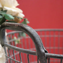 Load image into Gallery viewer, x SOLD Antique Belgian Galvanised Steel Basket, Wood Log Basket, Pillow Basket, Industrial Double-handle Basket B11357