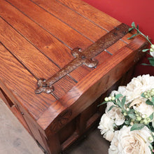 Load image into Gallery viewer, x SOLD Antique French Oak Trunk, Coffee Table, Toy Chest, Hand-forged banding, Lock and Key. B11430
