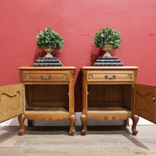 Load image into Gallery viewer, x Sold Pair of Vintage French Oak Bedside Cabinets, or Lamp Side Tables. B11512