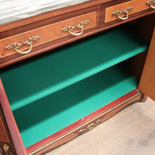 Load image into Gallery viewer, x SOLD French Walnut and Marble Hall Cabinet or Side Cupboard with Marble Top and Felt Lined. B11869