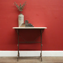 Load image into Gallery viewer, x SOLD Antique Wrought Iron and Marble Top French Outdoor Garden Table, potting Table. B11629