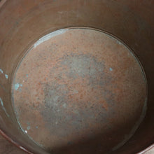 Load image into Gallery viewer, x SOLD Antique French Copper and Forged Iron Drum, Firewood Bucket, Fire Log Bin Handle B11353