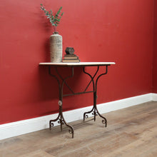 Load image into Gallery viewer, x SOLD Antique Wrought Iron and Marble Top French Outdoor Garden Table, potting Table. B11629