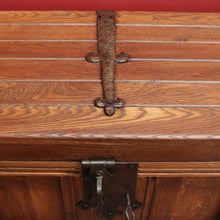 Load image into Gallery viewer, x SOLD Antique French Oak Trunk, Coffee Table, Toy Chest, Hand-forged banding, Lock and Key. B11430