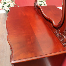 Load image into Gallery viewer, Vintage Australian Cedar Dressing Table with Ornate Bevelled Edge Mirror. B13136