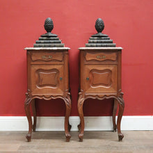 Load image into Gallery viewer, x SOLD Antique Bedside Cabinets or Lamp Tables, French Antique circa 1890, Marble Tops. B11676