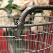 Load image into Gallery viewer, x SOLD Antique Belgian Galvanised Steel Basket, Wood Log Basket, Pillow Basket, Industrial Double-handle Basket B11357