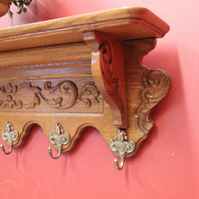 Load image into Gallery viewer, x SOLD Antique French Oak Five (5) Hook Coat Rack, Scarf and Hat Wall Rack. B11395