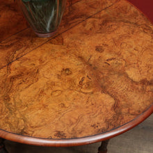 Load image into Gallery viewer, x SOLD Antique English Burr Walnut Drop Leaf Table, Wine, Side, Sutherland Table. B11810