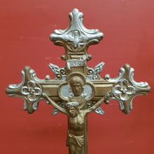 Load image into Gallery viewer, x SOLD Antique Brass Crucifix, Cross, Jesus on the Cross, Home Worship or Devotion. B11590