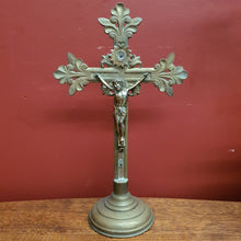 Load image into Gallery viewer, Antique Brass Crucifix, Cross, Jesus on the Cross, Home Worship or Devotion. B11600
