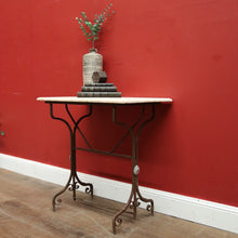Load image into Gallery viewer, x SOLD Antique Wrought Iron and Marble Top French Outdoor Garden Table, potting Table. B11629