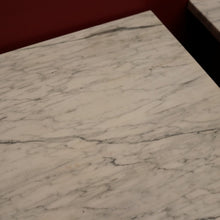 Load image into Gallery viewer, x SOLD Pair of Antique French Walnut and White Marble Bedside Cabinets or Lamp Tables. B 11526