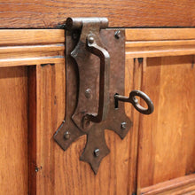 Load image into Gallery viewer, x SOLD Antique French Oak Trunk, Coffee Table, Toy Chest, Hand-forged banding, Lock and Key. B11430