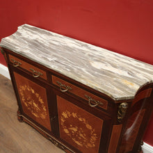 Load image into Gallery viewer, x SOLD French Walnut and Marble Hall Cabinet or Side Cupboard with Marble Top and Felt Lined. B11869