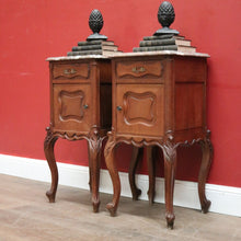 Load image into Gallery viewer, x SOLD Antique Bedside Cabinets or Lamp Tables, French Antique circa 1890, Marble Tops. B11676