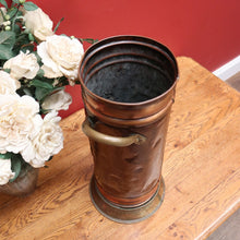 Load image into Gallery viewer, x SOLD Antique French Brass and Copper Umbrella Holder or Stand, also for Walking Sticks or Canes. B11872