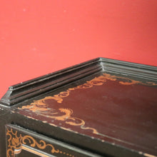 Load image into Gallery viewer, x SOLD Vintage French Black Lacquered Hand Painted Four Drawer Cabinet, Hall Table, Lamp Side Table. B11371