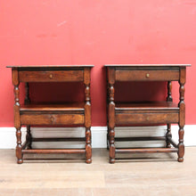 Load image into Gallery viewer, x SOLD Vintage French Oak Two-Drawer, Two-tier Lamp, side tables or Bedside Cabinets. B11717