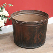 Load image into Gallery viewer, x SOLD Antique French Copper and Forged Iron Drum, Firewood Bucket, Fire Log Bin Handle B11353