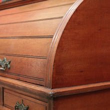 Load image into Gallery viewer, x SOLD Antique English Roll Top Desk or Barrel Top Desk, Pedestal Office Desk, Leather. B11534