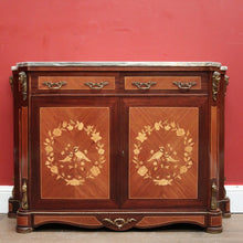 Load image into Gallery viewer, x SOLD French Walnut and Marble Hall Cabinet or Side Cupboard with Marble Top and Felt Lined. B11869