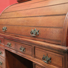 Load image into Gallery viewer, x SOLD Antique English Roll Top Desk or Barrel Top Desk, Pedestal Office Desk, Leather. B11534
