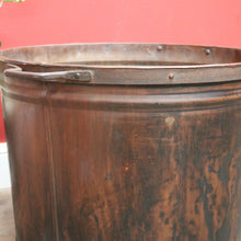Load image into Gallery viewer, x SOLD Antique French Copper and Forged Iron Drum, Firewood Bucket, Fire Log Bin Handle B11353