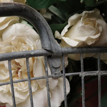 Load image into Gallery viewer, x SOLD Antique Belgian Galvanised Steel Basket, Wood Log Basket, Pillow Basket, Industrial Double-handle Basket B11357